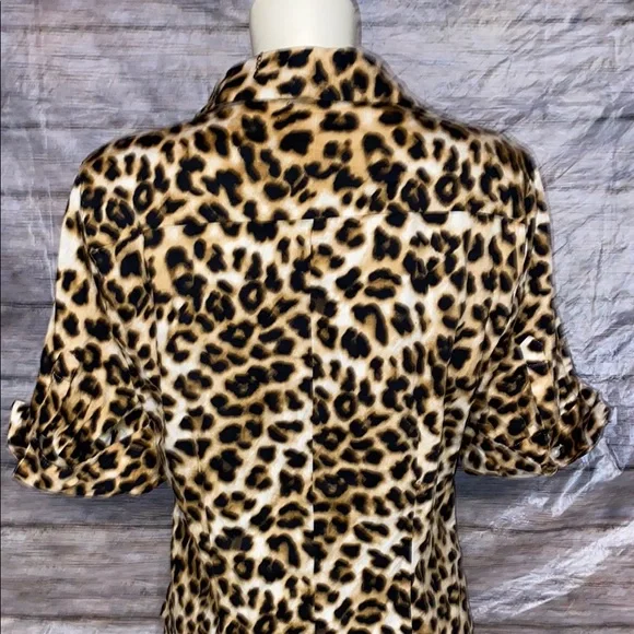 7th Avenue Design Studio New York & Company Leopard Print Button Down Top - Picture 6 of 8